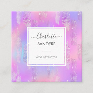 Holographic iridescent gold foil square business card