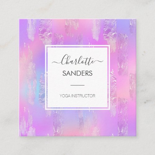 Holographic iridescent gold foil  square business card