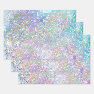 Holographic iridescent mermaid glitter sparkling  wrapping paper sheets