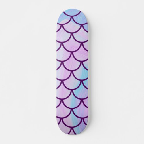 Holographic Iridescent Mermaid Scales Girly Pink Skateboard