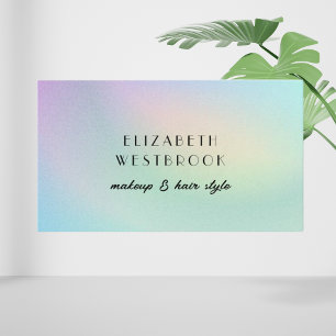 Holographic Iridescent Modern Elegant Hair Salon M Business Card