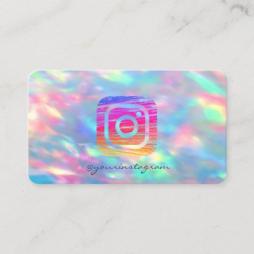 Holographic iridescent OpaI nstagram Social Media  Business Card