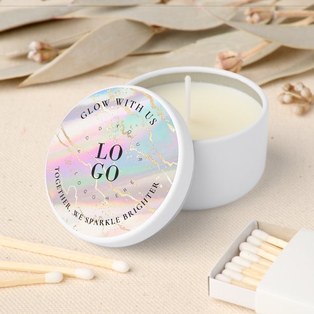 Holographic Iridescent Opal Gem Business Thank You Mini Candle Favors (Insitu)