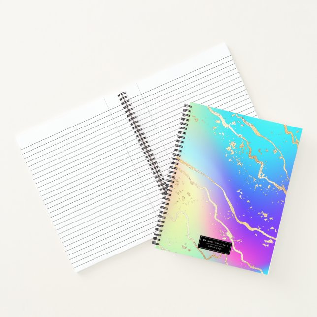 Holographic Iridescent Opal Gem | Personalized Notebook (Inside)
