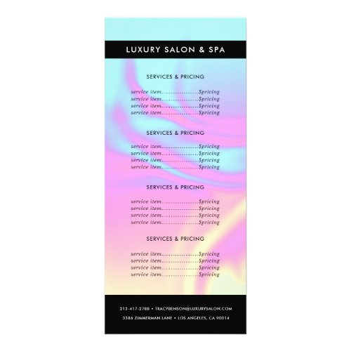 Holographic Iridescent Opal Gem  Pricing Services Rack Card