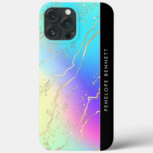 Holographic Iridescent Opal Gemstone  Monogram iPhone 13 Pro Max Case