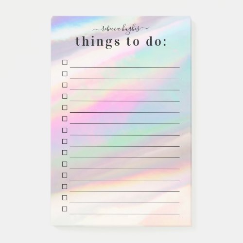 Holographic Iridescent Opal Gemstone  Monogram Post_it Notes