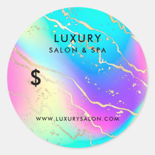 Holographic Iridescent Opal Gemstone   Pricing Classic Round Sticker