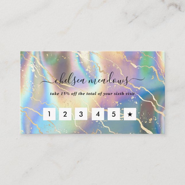 Holographic Iridescent Opal Loyalty Card (Front)