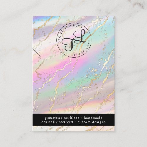 Holographic Iridescent Opal Necklace Display Card