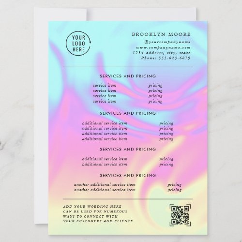 Holographic Iridescent Opal  Pricing Flyer