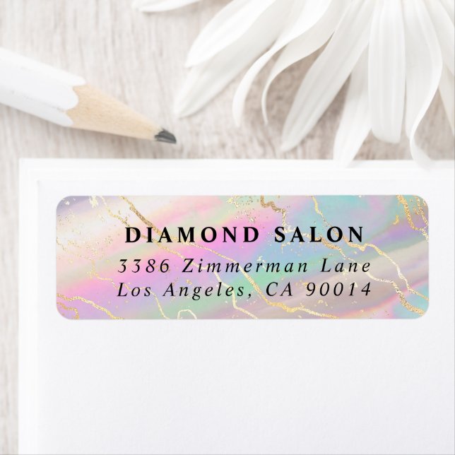 Holographic Iridescent Opal Return Address Label (Insitu)