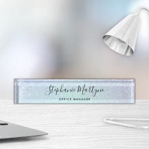 Holographic Iridescent Pastel Desk Name Plate