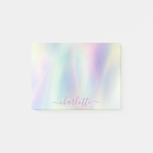 Holographic Iridescent Pastel Rainbow Name  Post_it Notes