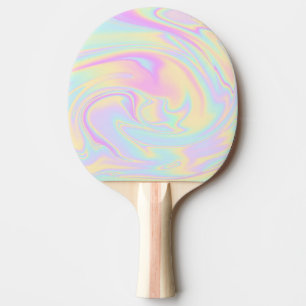 Holographic Iridescent Pastel Rainbow Ping Pong Paddle