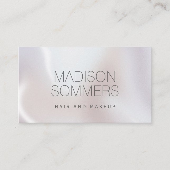Holographic Iridescent Pearl Makeup Artist  Business Card (Front)