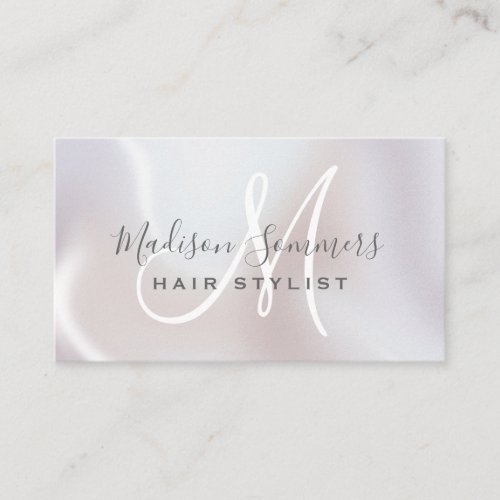 Holographic Iridescent Pearl Shimmer Hair Stylist  Business Card