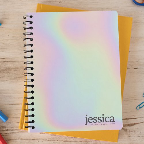 Holographic Iridescent Rounded Modern Typography Notebook
