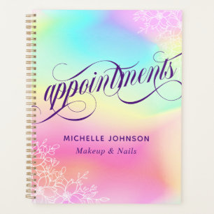 Holographic Iridescent Swirly Appointments Planner