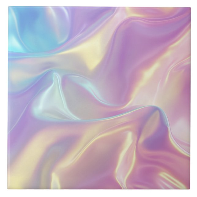 Holographic Iridescent Wave Ceramic Tile (Front)