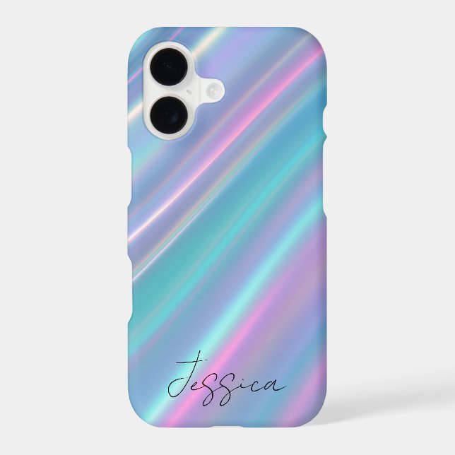 Holographic Iridescent Waves iPhone Case (Back)