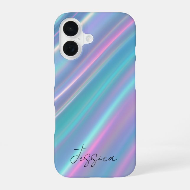 Holographic Iridescent Waves iPhone Case (Back)