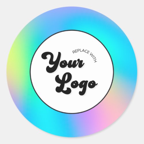Holographic Iridescent Your Custom Business Logo Classic Round Sticker