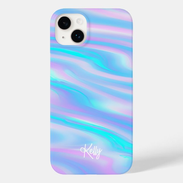 Holographic Iridiscent Personalized Name Case-Mate iPhone Case (Back)