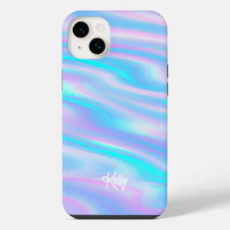 Holographic Iridiscent Personalized Name iPhone 14 Plus Case