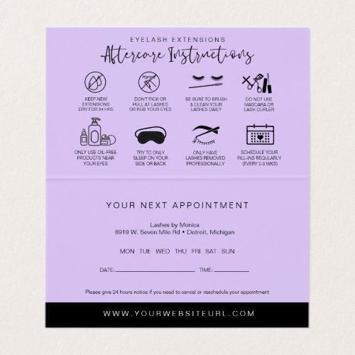 Holographic Lash Aftercare  Appointment Reminder  Business Card
