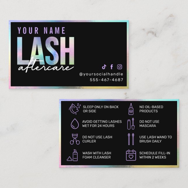 Holographic Lash Aftercare Card (Front/Back)