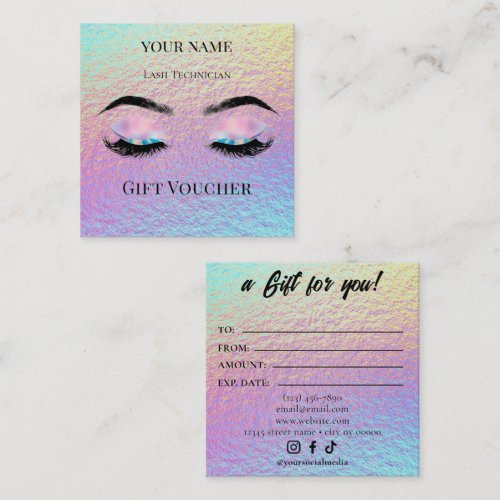 Holographic Lash Technician Gift Certificate Card