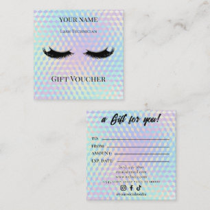 Holographic Lash Technician Gift Certificate Card
