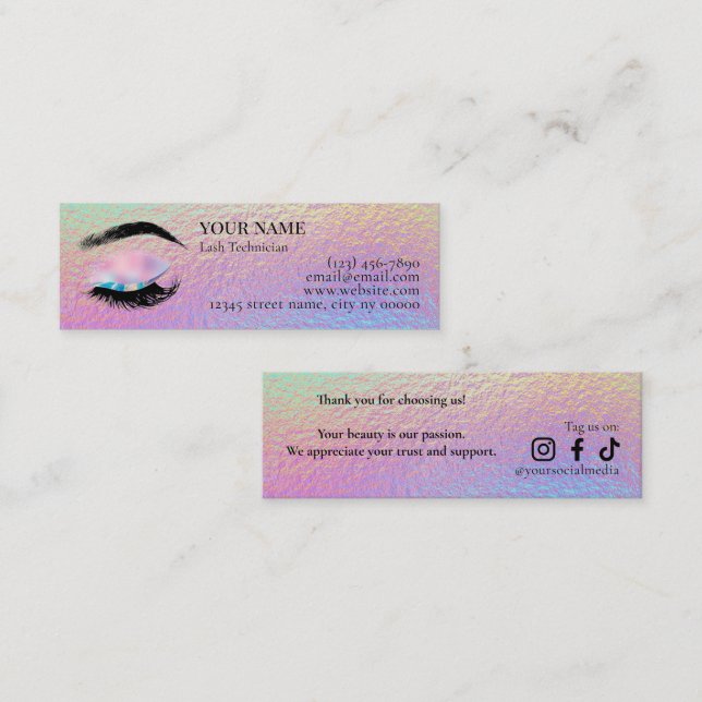 Holographic Lash Technician Thank you Card (Front/Back)