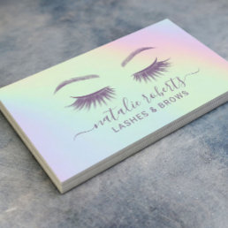 Holographic Lashes &amp; Brows Makeup Artist Salon Business Card