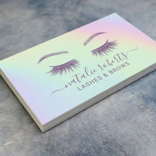 Holographic Lashes  Brows Makeup Artist Salon Business Card