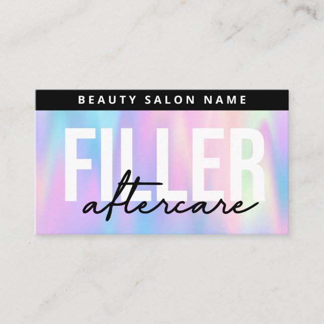 Holographic Lip Filler Botox Aftercare Instruction Business Card (Front)
