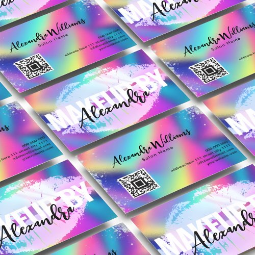 Holographic Lips Glitter Makeup Artist Beauty Business Card