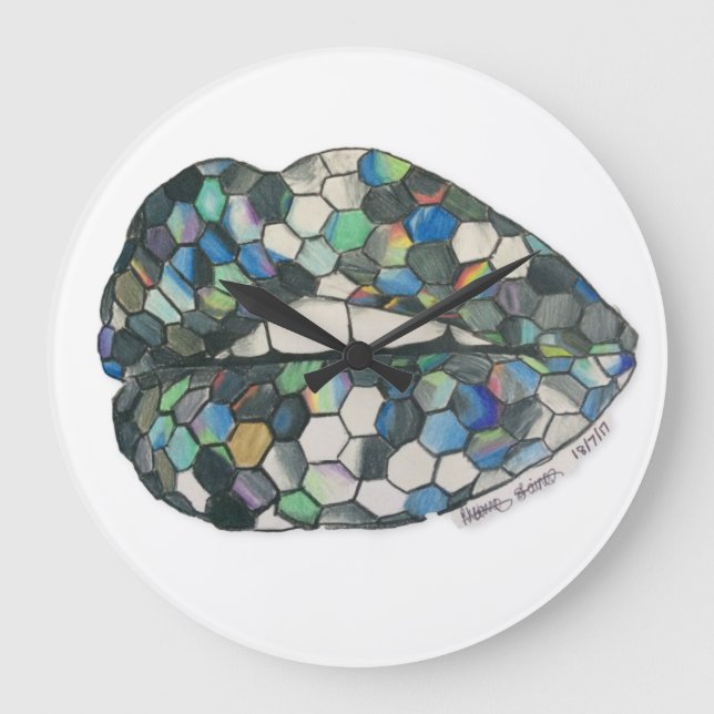 Holographic Lips Large Clock (Front)
