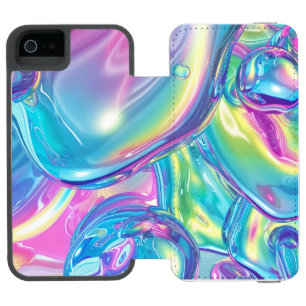Holographic Liquid Metal Gradient Aura Aesthetic iPhone SE/5/5s Wallet Case