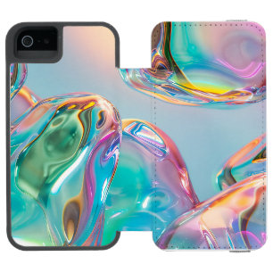 Holographic Liquid Metal Gradient Aura Aesthetic iPhone SE/5/5s Wallet Case