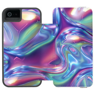Holographic Liquid Metal Gradient Aura Aesthetic iPhone SE/5/5s Wallet Case
