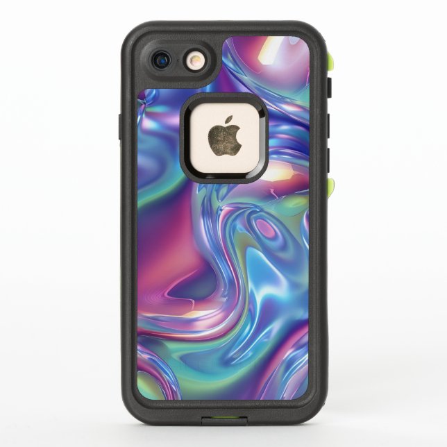 Holographic Liquid Metal Gradient Aura Aesthetic LifeProof iPhone Case (Back)