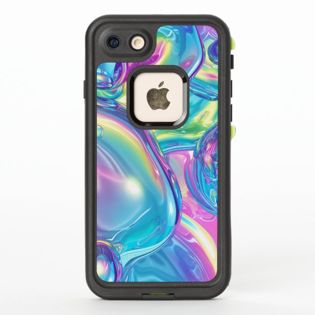Holographic Liquid Metal Gradient Aura Aesthetic LifeProof iPhone Case (Back)