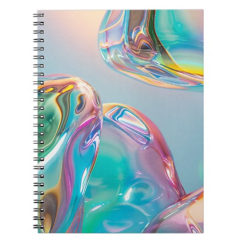 Holographic Liquid Metal Gradient Aura Aesthetic Notebook
