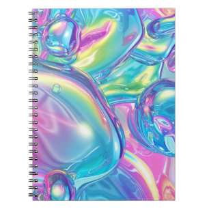 Holographic Liquid Metal Gradient Aura Aesthetic Notebook
