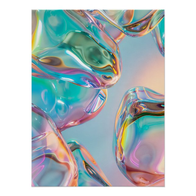 Holographic Liquid Metal Gradient Aura Aesthetic Poster (Front)