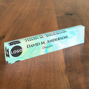 Holographic logo Custom Desk Nameplate