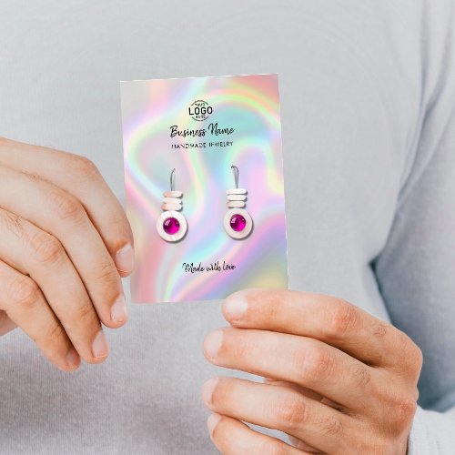 Holographic Logo Jewelry Earrings Display Card