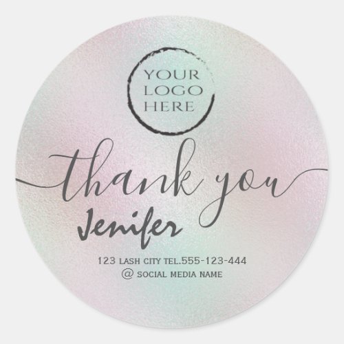 holographic  logo script thank you classic round sticker